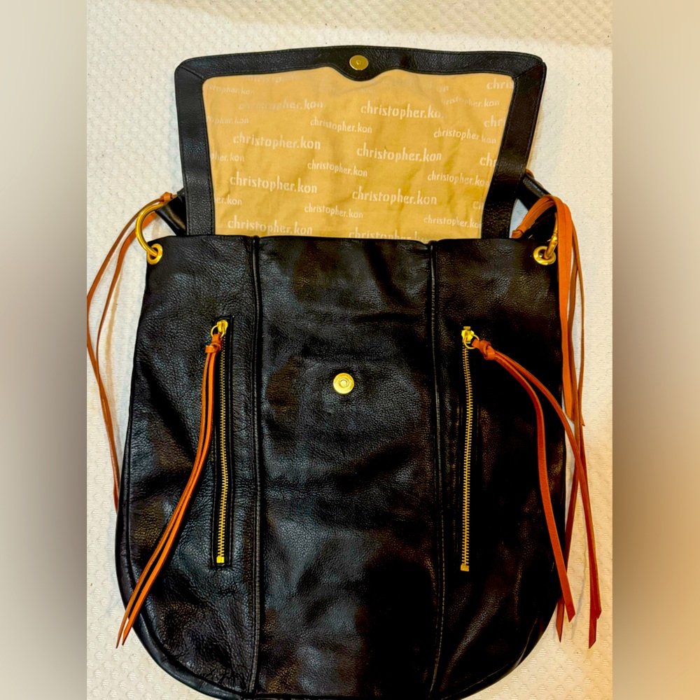 Christopher Kon Leather Tote Handbag Black